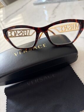 Versace Women's Tortoise Cat Eye Glasses - Brown Tortoiseshell